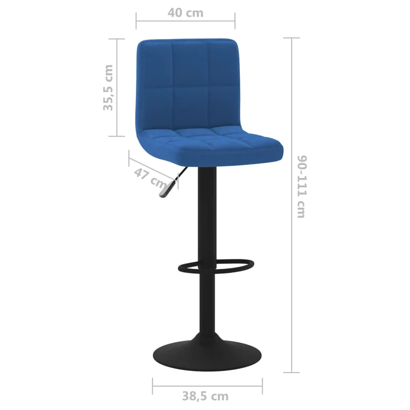 Lot de 2 tabourets de bar chaises hautes avec dossier en velours bleu DEC029631