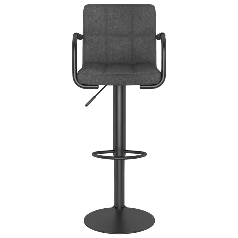 Tabouret de bar x1 chaise haute avec dossier et accoudoirs en tissu gris foncé et acier DEC029486