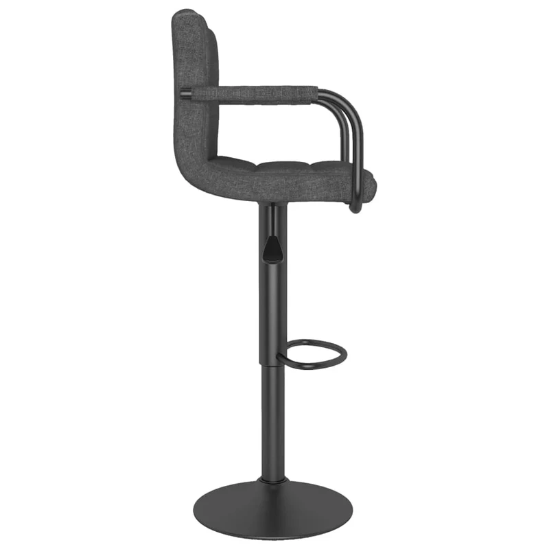 Tabouret de bar x1 chaise haute avec dossier et accoudoirs en tissu gris foncé et acier DEC029486