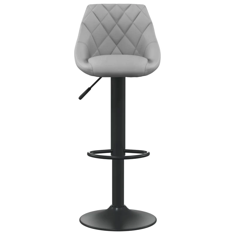 Tabouret de bar x1 chaise haute coutures losage en velours gris clair et acier noir DEC029482