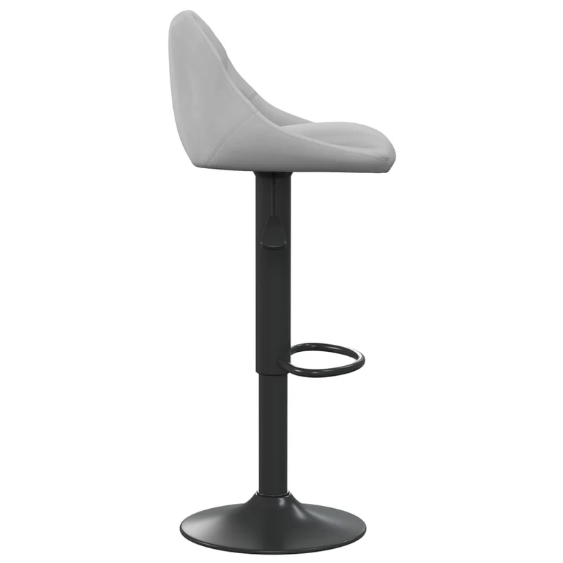 Tabouret de bar x1 chaise haute coutures losage en velours gris clair et acier noir DEC029482