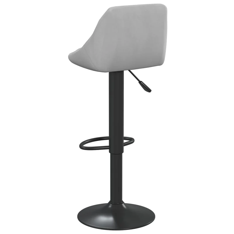 Tabouret de bar x1 chaise haute coutures losage en velours gris clair et acier noir DEC029482
