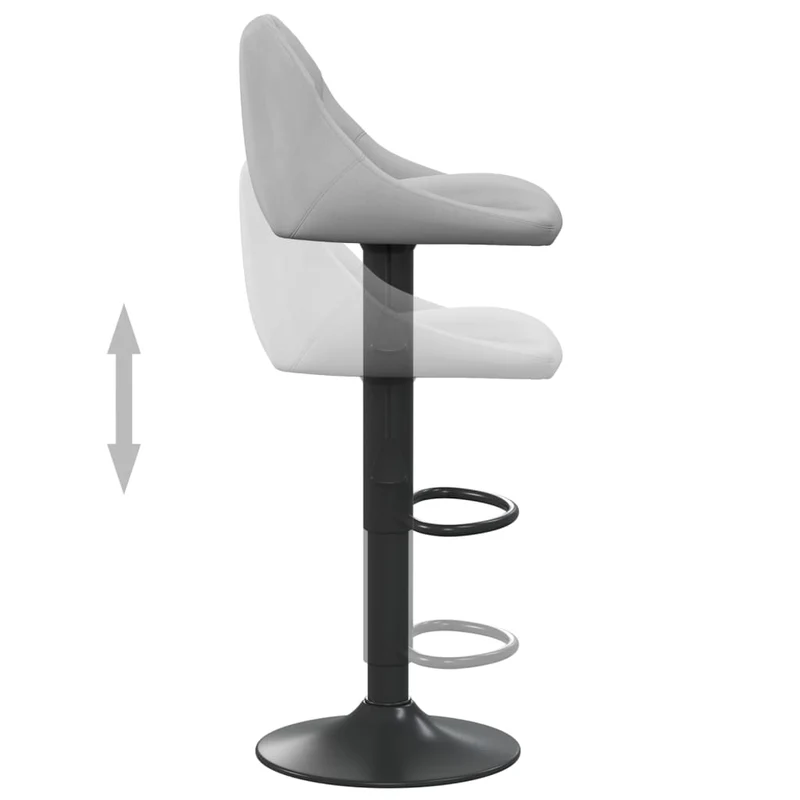 Tabouret de bar x1 chaise haute coutures losage en velours gris clair et acier noir DEC029482