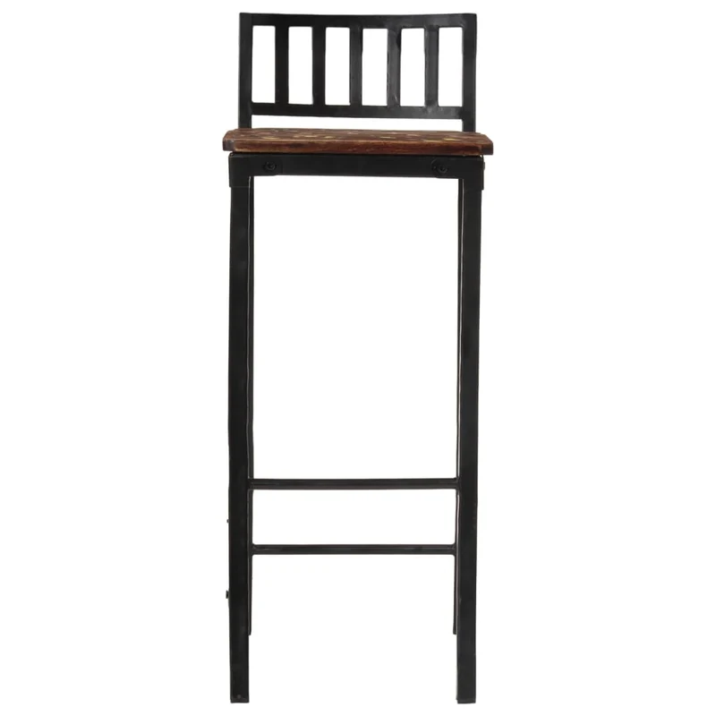 Tabourets de bar x4 chaises haute en bois de récupération multicolore DEC029415