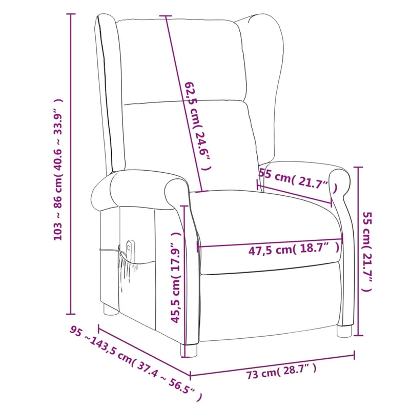 Fauteuil de relaxation avec fonction massage inclinaison manuelle en tissu noir DEC029251
