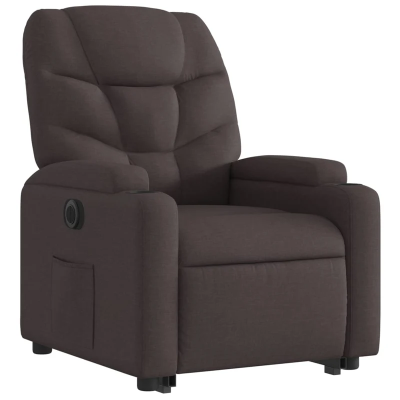 Fauteuil relax TV fonction de levage électrique très confortable en tissu marron foncé DEC028410