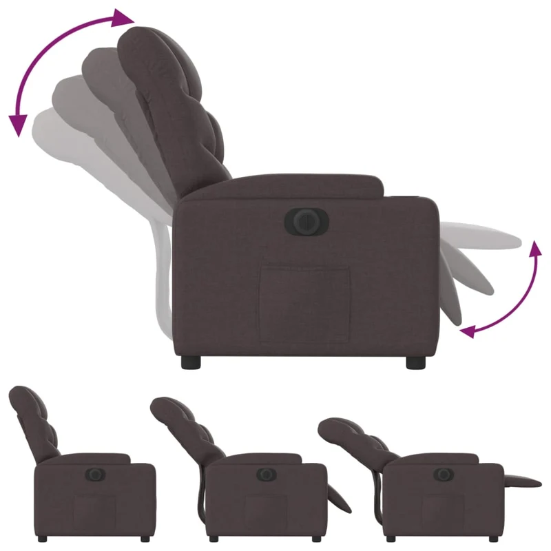 Fauteuil relax TV fonction d'inclinaison électrique très confortable en tissu marron foncé DEC028406