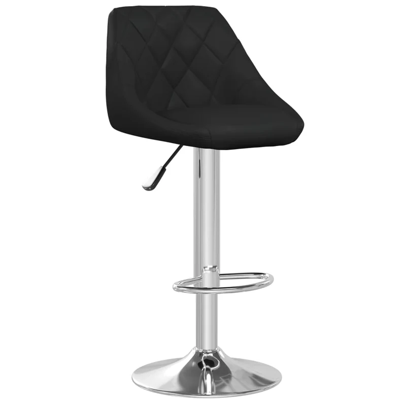 Lot de 2 tabourets de bar chaises hautes en PVC noir coutures losange et acier DEC029804