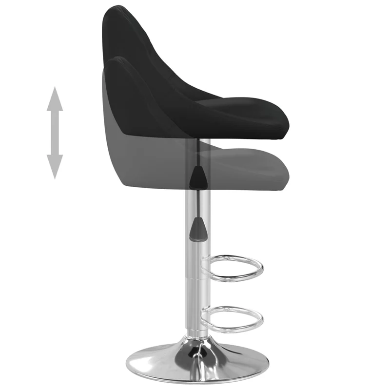 Lot de 2 tabourets de bar chaises hautes en PVC noir coutures losange et acier DEC029804