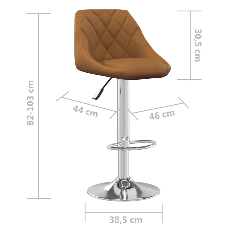 Lot de 2 tabourets de bar chaises hautes design moderne en velours marron et acier DEC029783