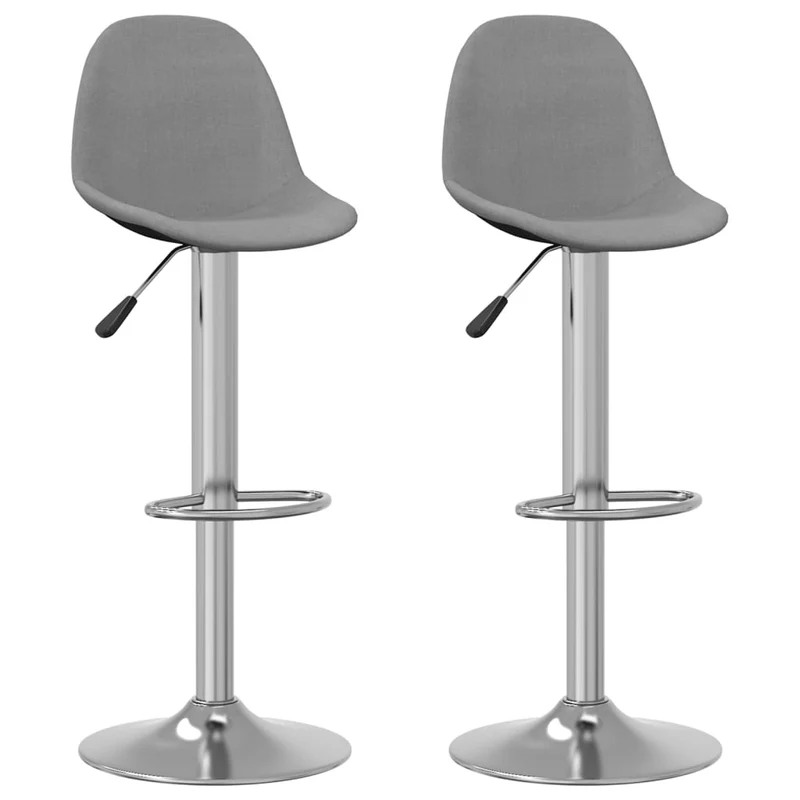 Lot de 2 tabourets de bar chaises hautes hauteur réglable en tissu gris et acier DEC029739