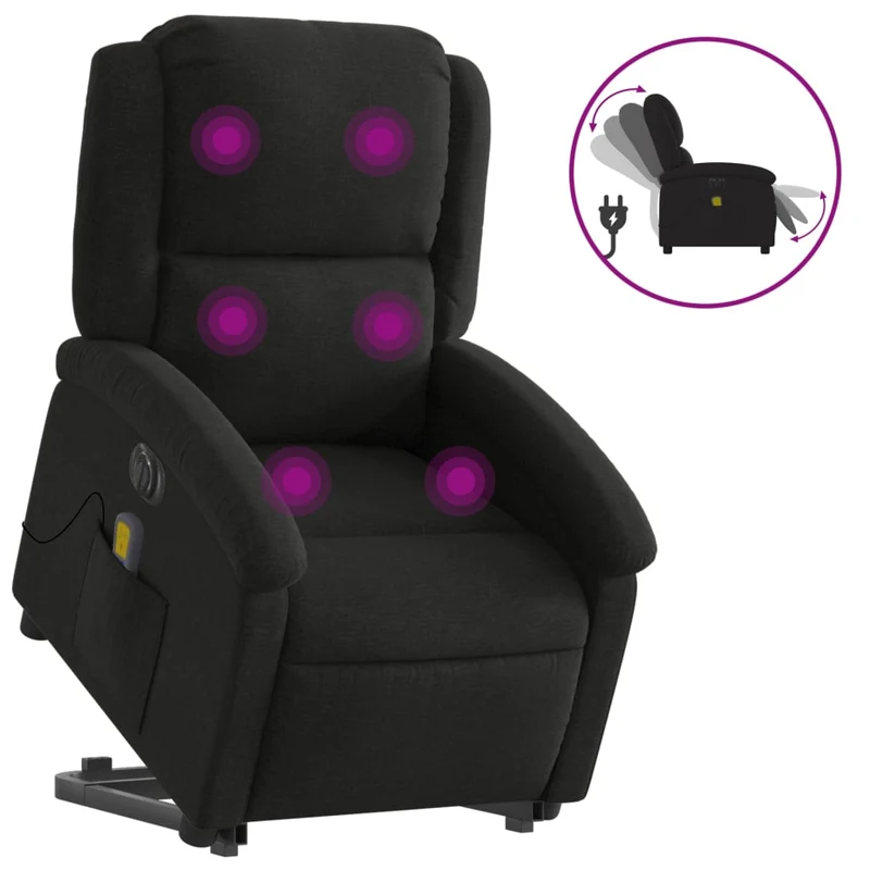 Fauteuil de relaxation fonction massage et inclinable en tissu noir DEC027821
