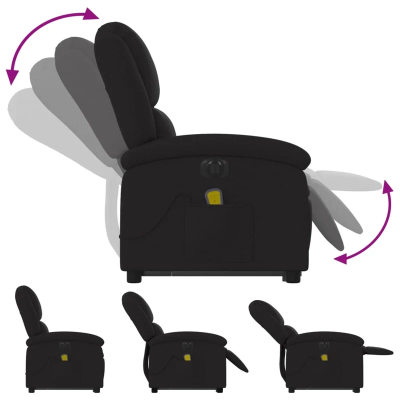 Fauteuil de relaxation fonction massage et inclinable en tissu noir DEC027821