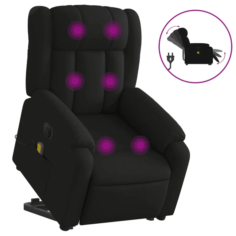 Fauteuil de relaxation fonction massage et inclinable en tissu noir DEC027819