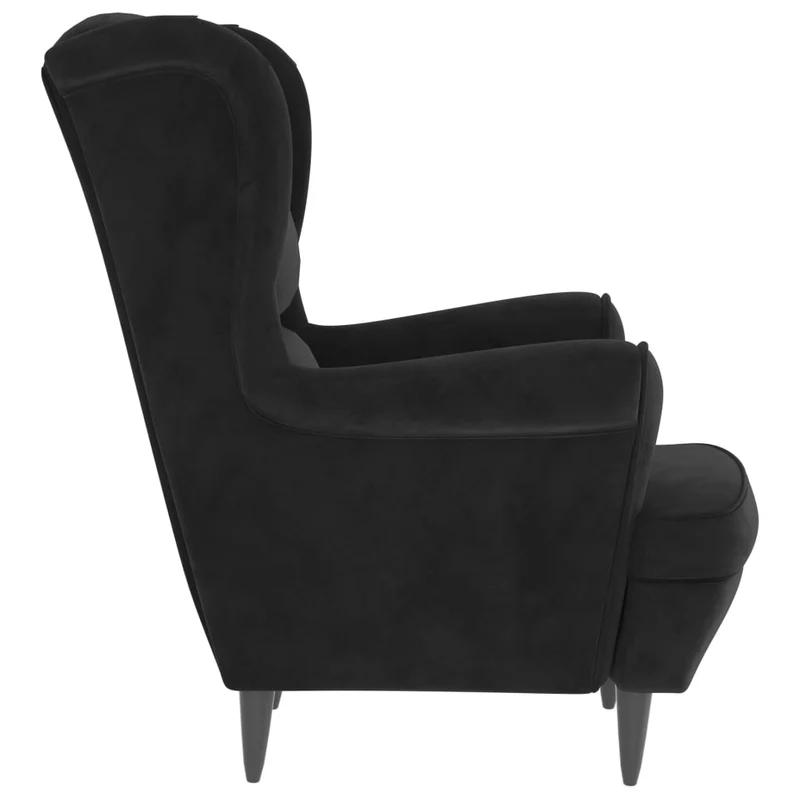 Fauteuils relax avec rebords latérals et repose-pieds en velours noir DEC028696