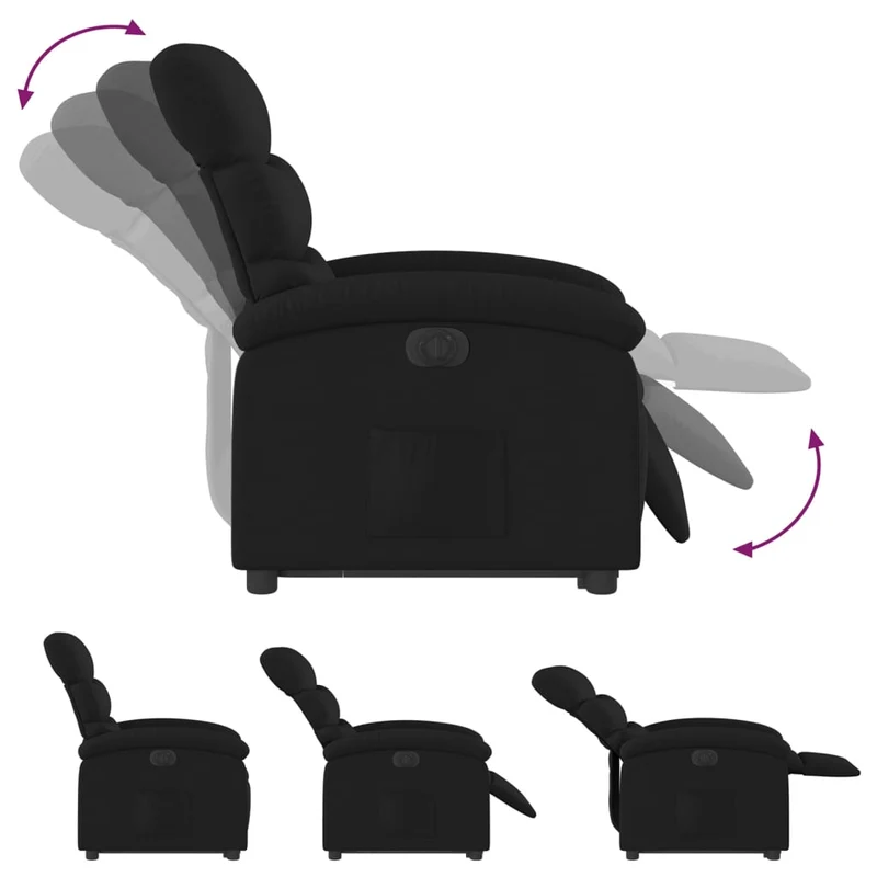 Fauteuil relax TV fonction de levage électrique très confortable en tissu noir DEC028484