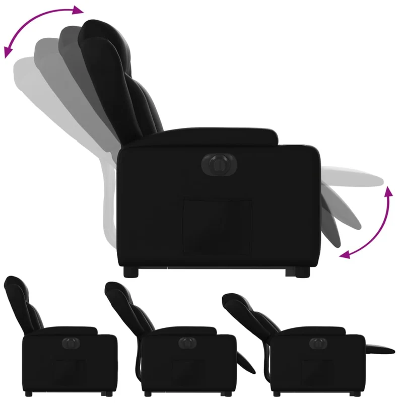 Fauteuil relax TV fonction de levage électrique très confortable en PVC noir DEC028475