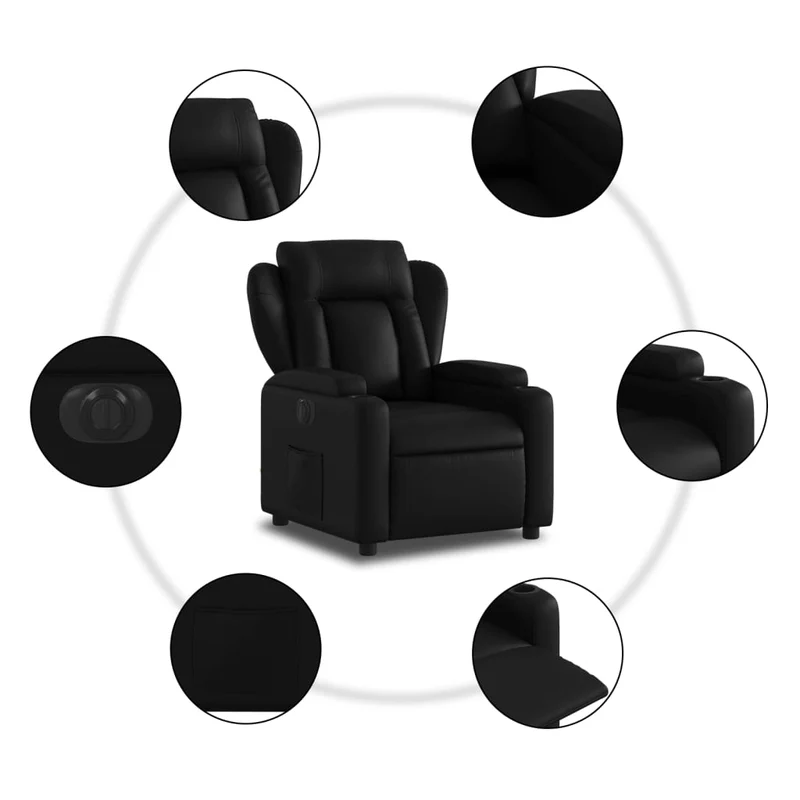 Fauteuil relax TV fonction d'inclinaison électrique très confortable en PVC noir DEC028473