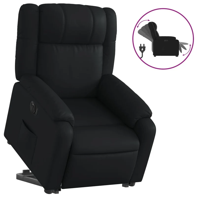Fauteuil relax TV fonction de levage électrique très confortable en PVC noir DEC028461
