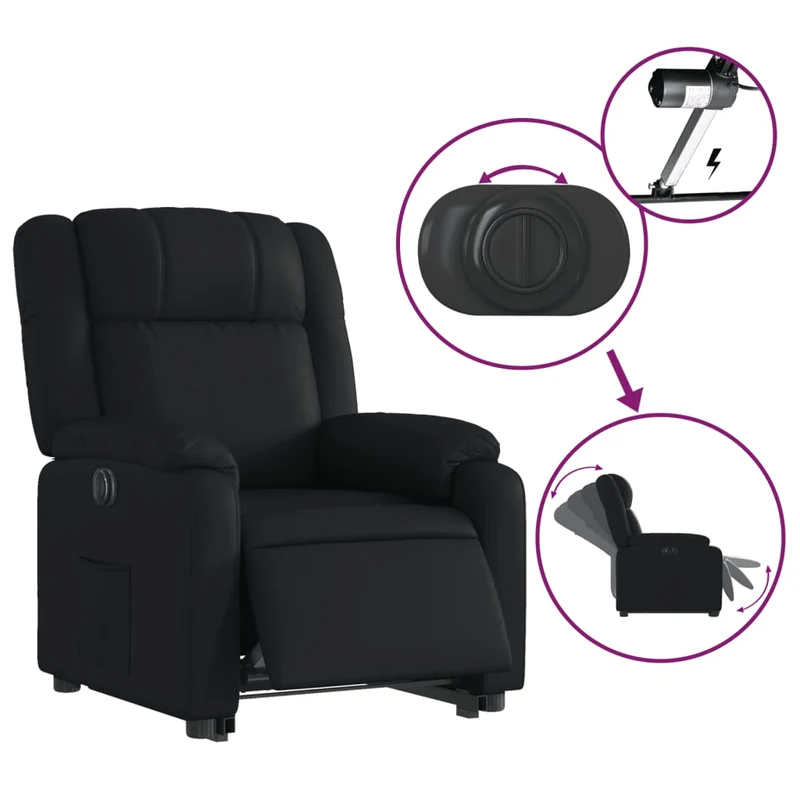 Fauteuil relax TV fonction de levage électrique très confortable en PVC noir DEC028461