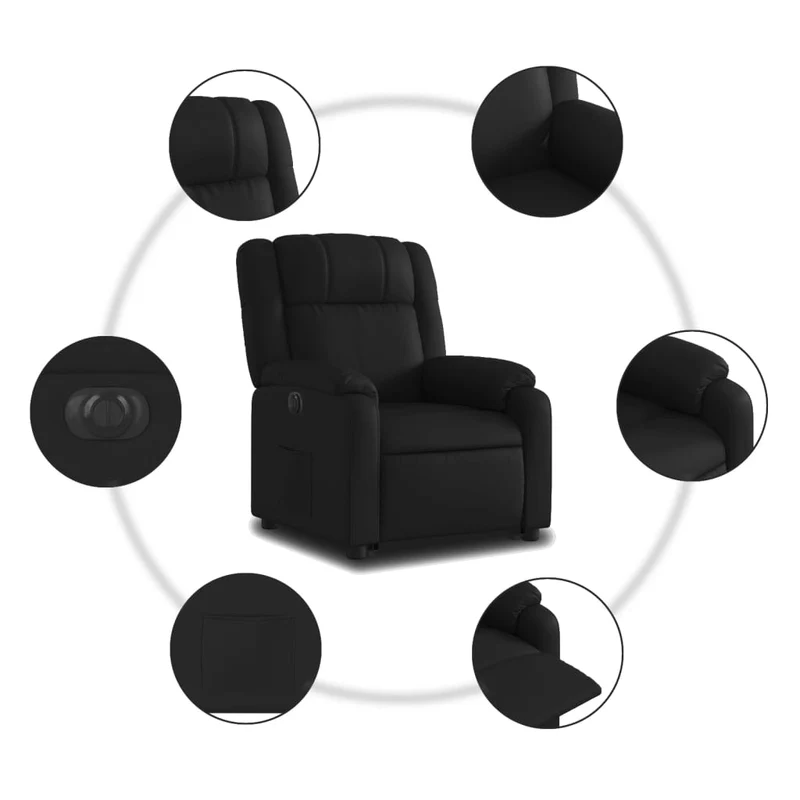 Fauteuil relax TV fonction de levage électrique très confortable en PVC noir DEC028461