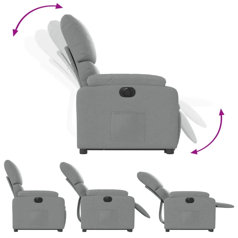 Fauteuil relax TV fonction de levage électrique très confortable en tissu gris clair DEC028326