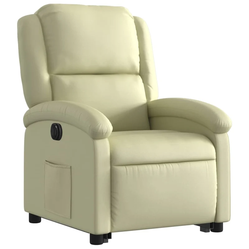 Fauteuil relax TV fonction de levage électrique très confortable en cuir véritable crème DEC028254