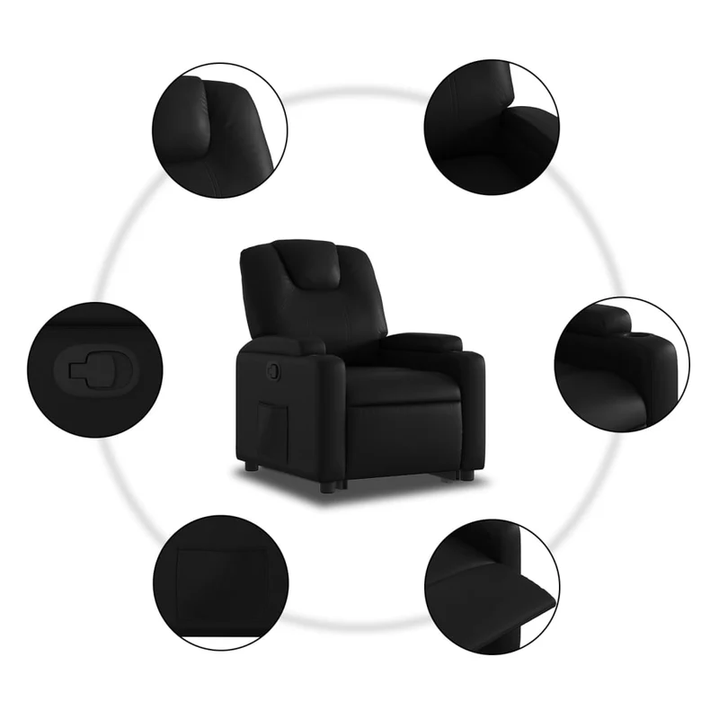 Fauteuil relax TV rembourrage confortable fonction de levage électrique en PVC noir DEC028077