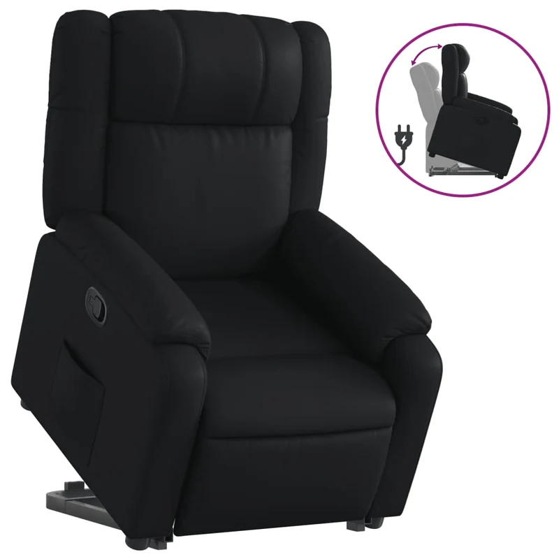 Fauteuil relax TV rembourrage confortable fonction de levage électrique en PVC noir DEC028076