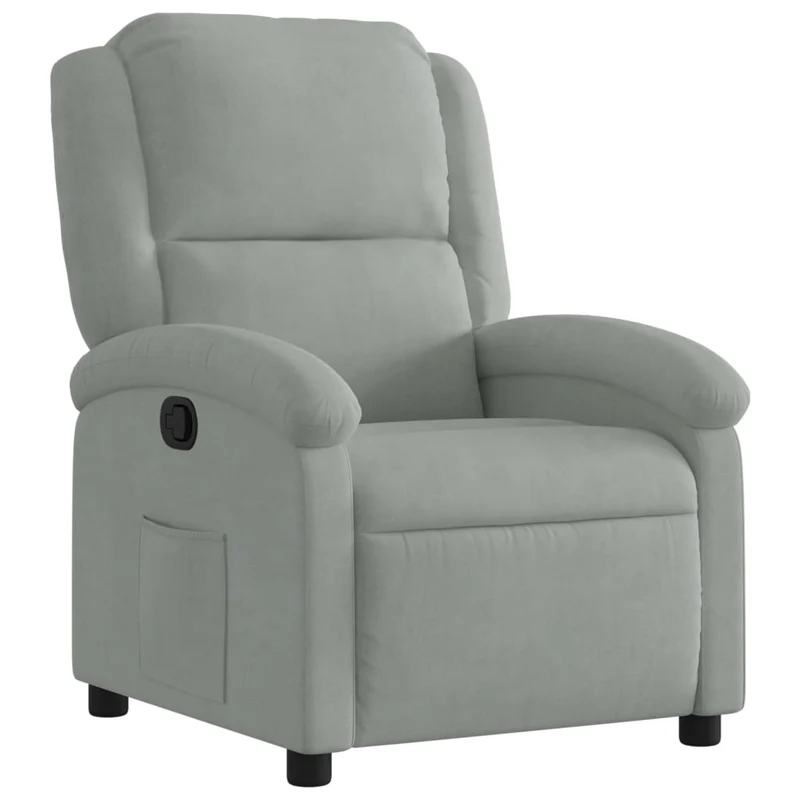Fauteuil relax TV rembourrage confortable fonction d'inclinaison manuelle en velours gris clair DEC027922