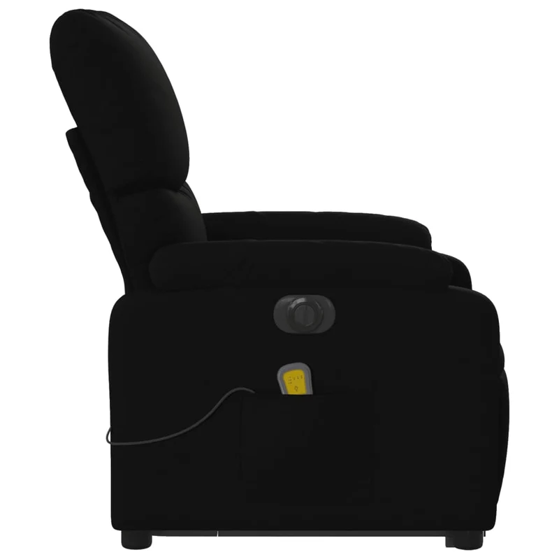 Fauteuil de relaxation fonction massage et inclinable fonction de levage électrique en tissu noir DEC027822