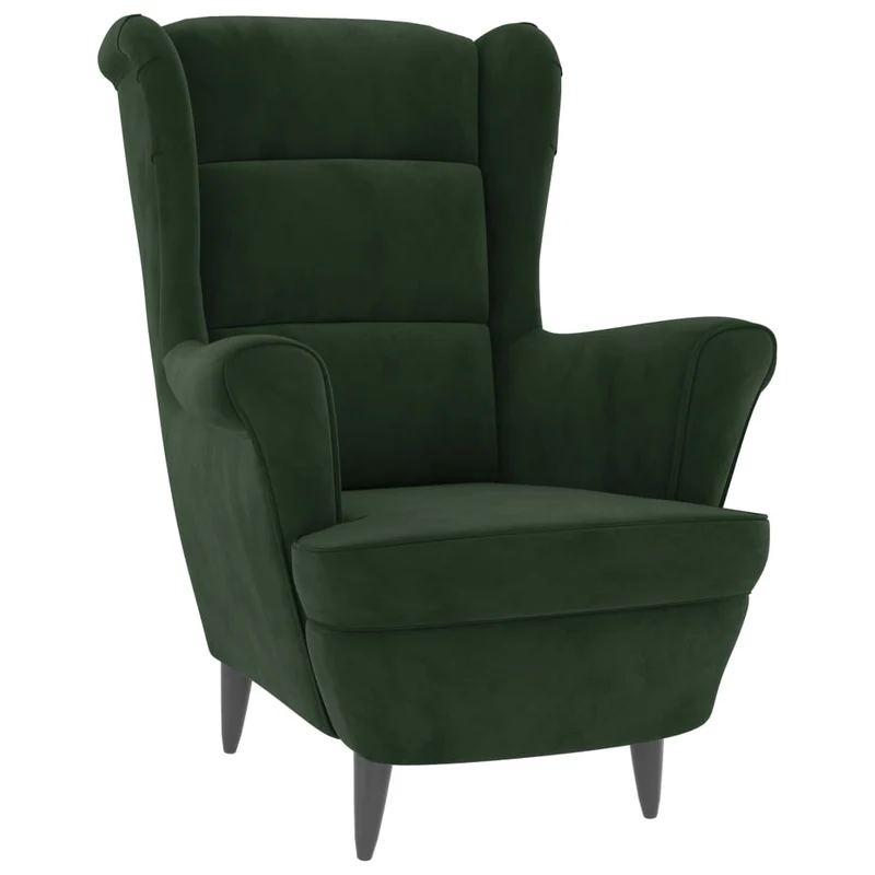 Fauteuils relax avec rebords latérals et repose-pieds en velours vert foncé DEC028699