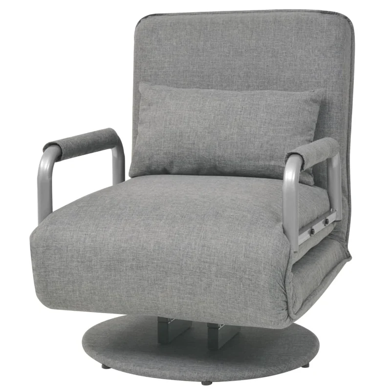 Fauteuil lounge convertible design et moderne pivotant canapé-lit en tissu gris clair DEC028661
