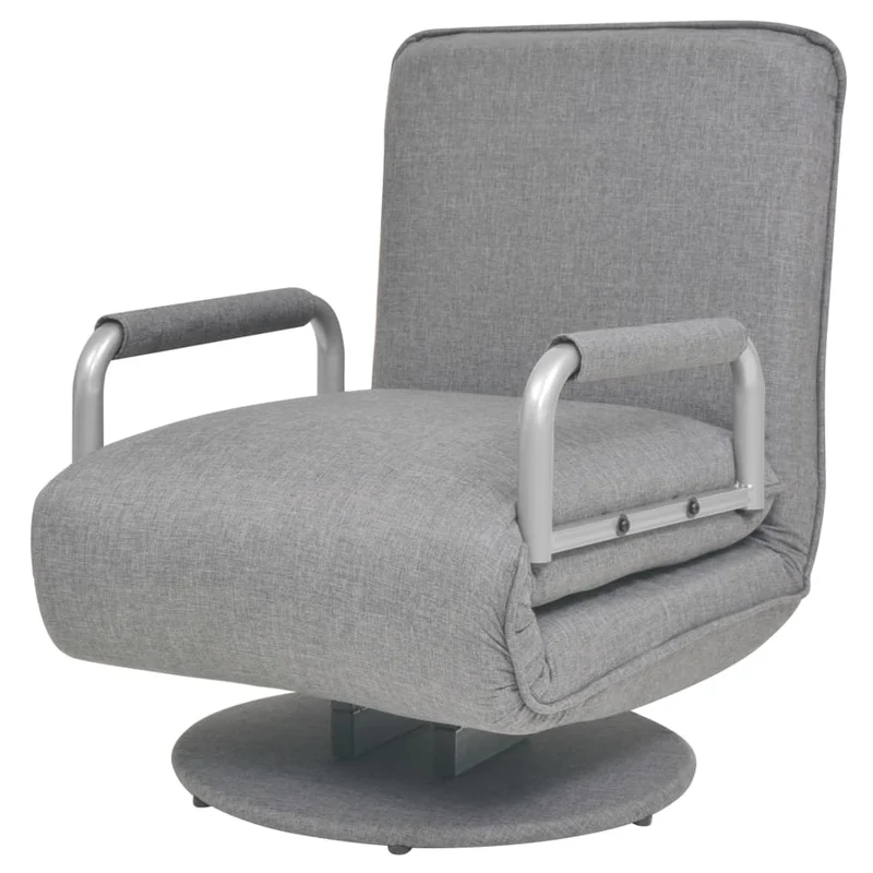 Fauteuil lounge convertible design et moderne pivotant canapé-lit en tissu gris clair DEC028661