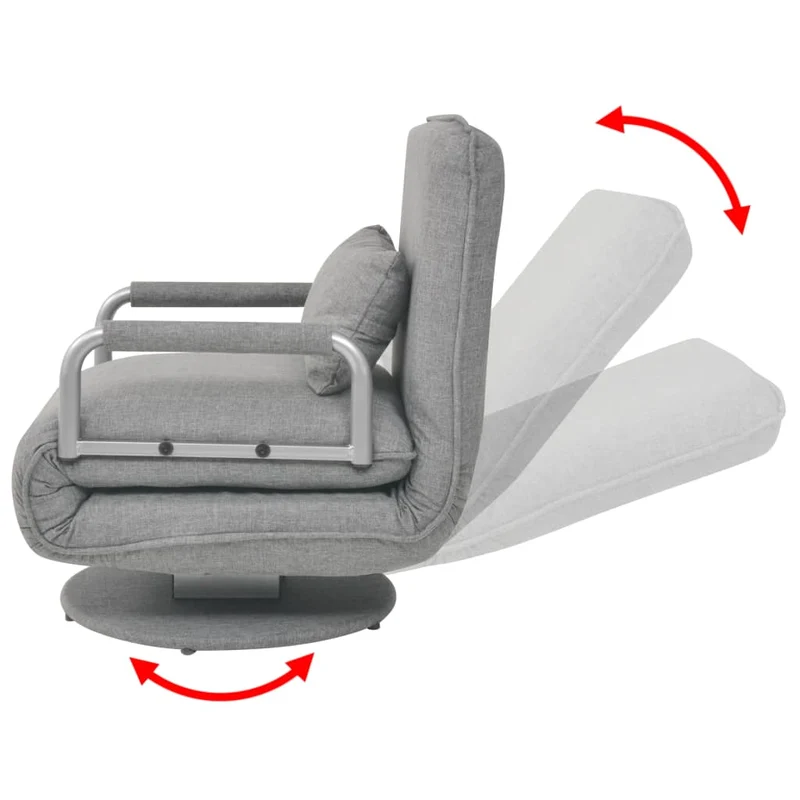 Fauteuil lounge convertible design et moderne pivotant canapé-lit en tissu gris clair DEC028661