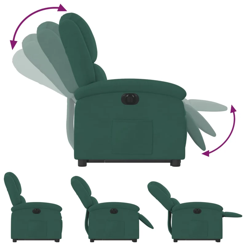 Fauteuil relax TV fonction de levage électrique très confortable en velours vert foncé DEC028612