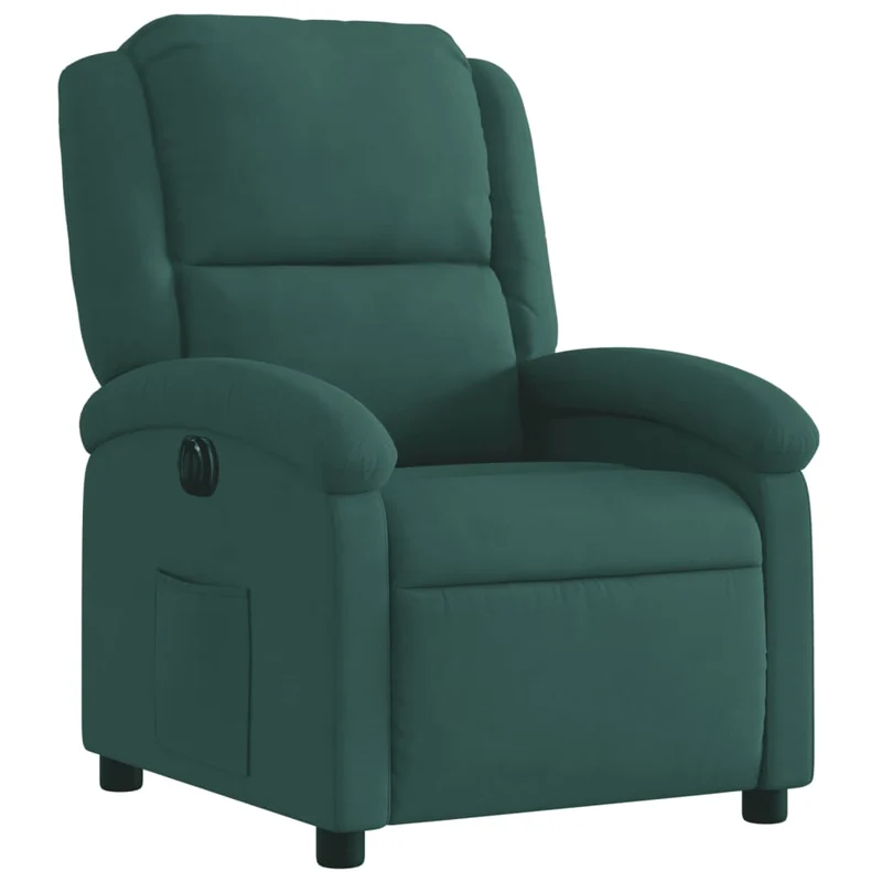 Fauteuil relax TV fonction d'inclinaison électrique très confortable en velours vert foncé DEC028611