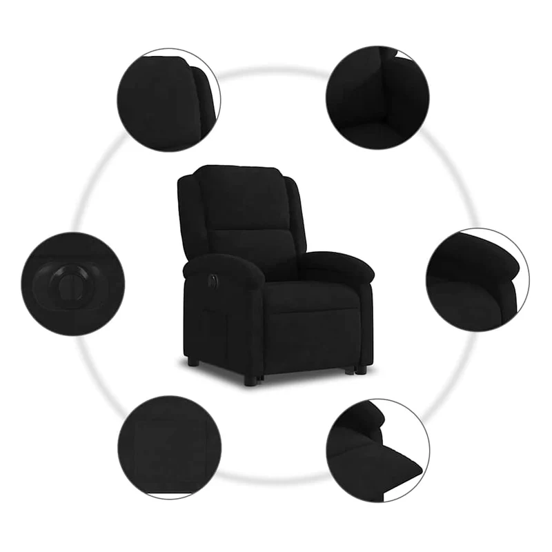 Fauteuil relax TV fonction de levage électrique très confortable en velours noir DEC028513