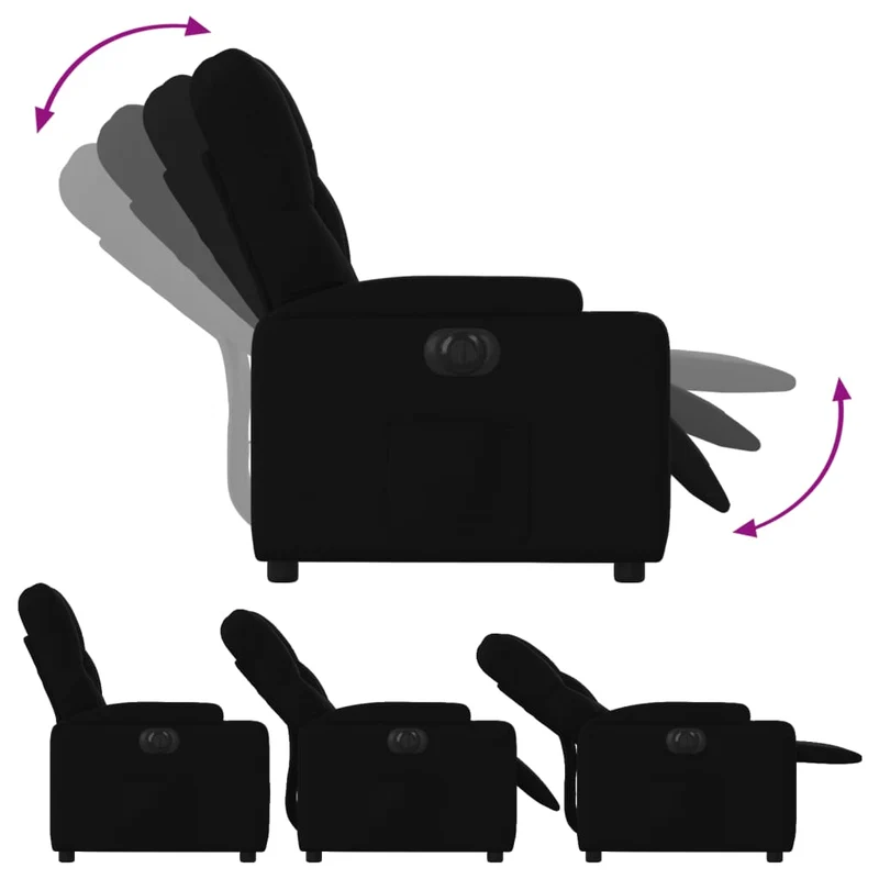 Fauteuil relax TV fonction d'inclinaison électrique très confortable en tissu noir DEC028500