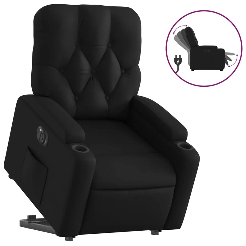 Fauteuil relax TV fonction de levage électrique très confortable en PVC noir DEC028476