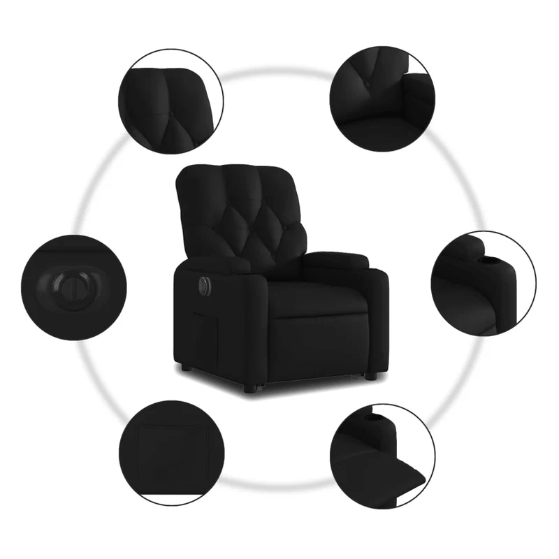 Fauteuil relax TV fonction de levage électrique très confortable en PVC noir DEC028476