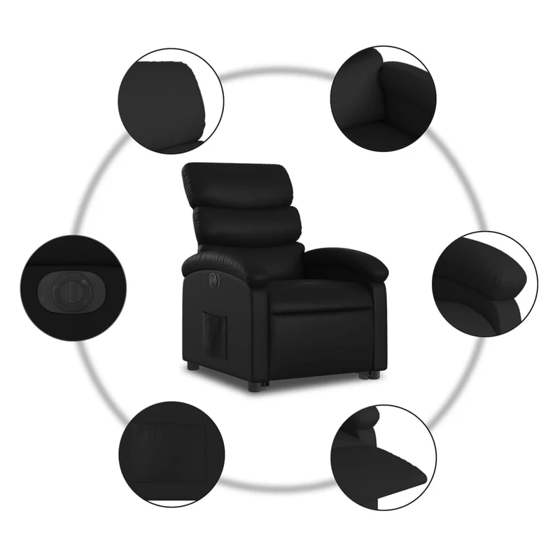 Fauteuil relax TV fonction de levage électrique très confortable en PVC noir DEC028474