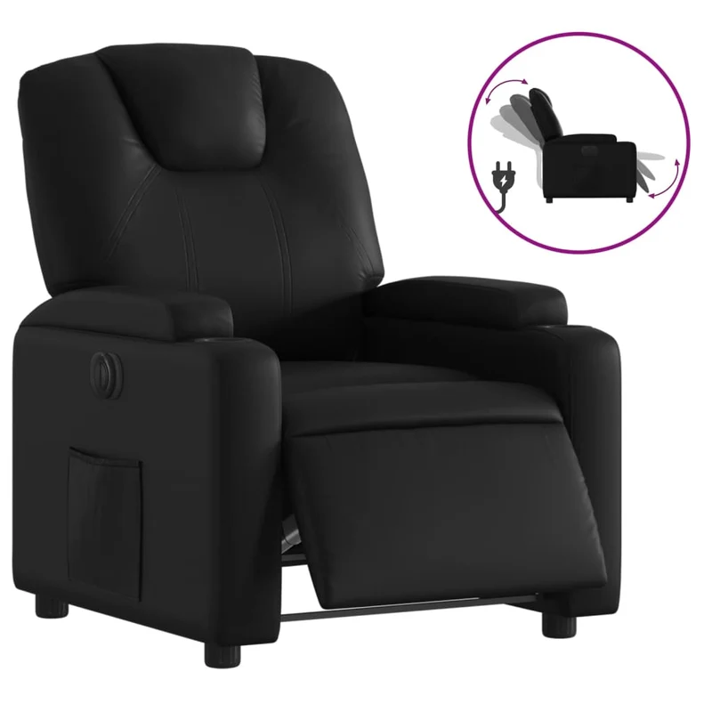 Fauteuil relax TV fonction d'inclinaison électrique très confortable en PVC noir DEC028471