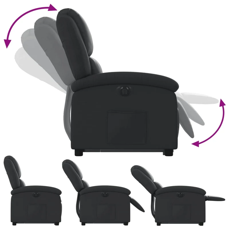 Fauteuil relax TV fonction de levage électrique très confortable en cuir véritable noir DEC028458