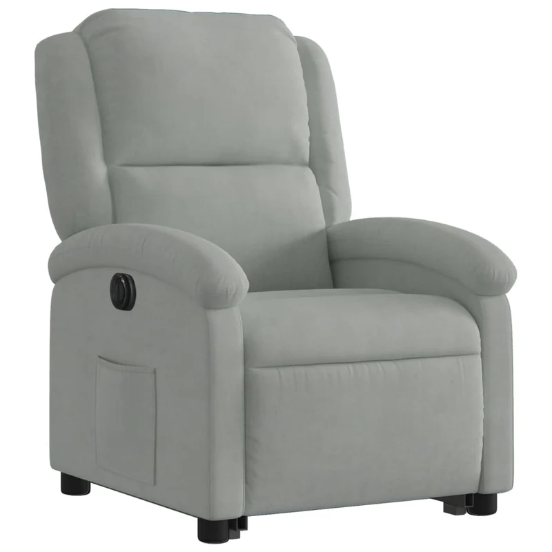 Fauteuil relax TV fonction de levage électrique très confortable en velours gris clair DEC028332