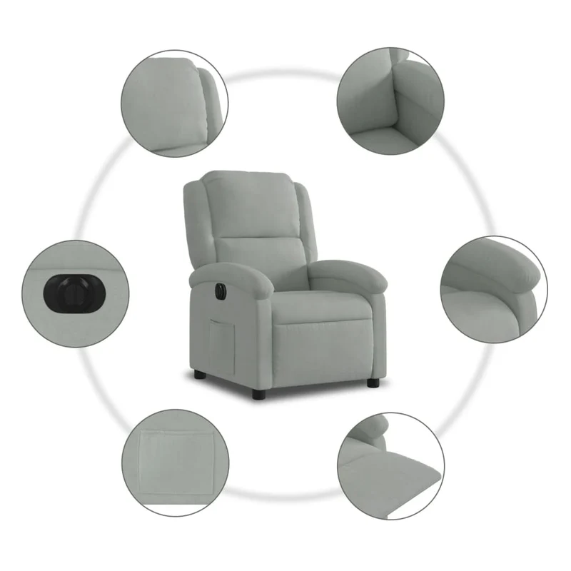 Fauteuil relax TV fonction de levage électrique très confortable en velours gris clair DEC028331