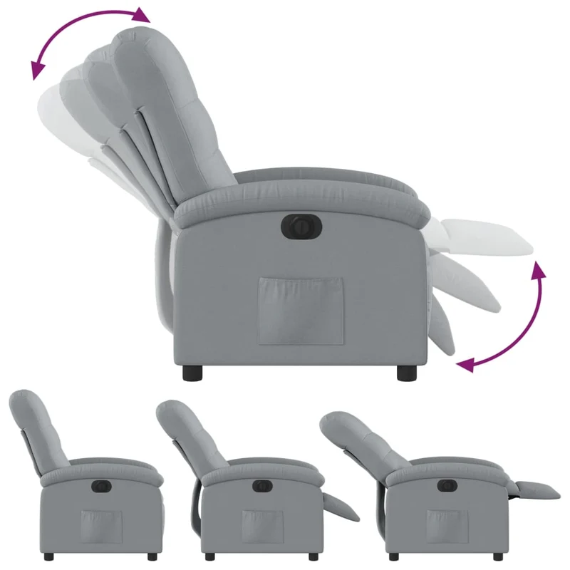 Fauteuil relax TV fonction d'inclinaison électrique très confortable en tissu gris clair DEC028313