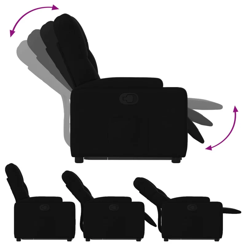 Fauteuil relax TV rembourrage confortable fonction de levage électrique en tissu noir DEC028112