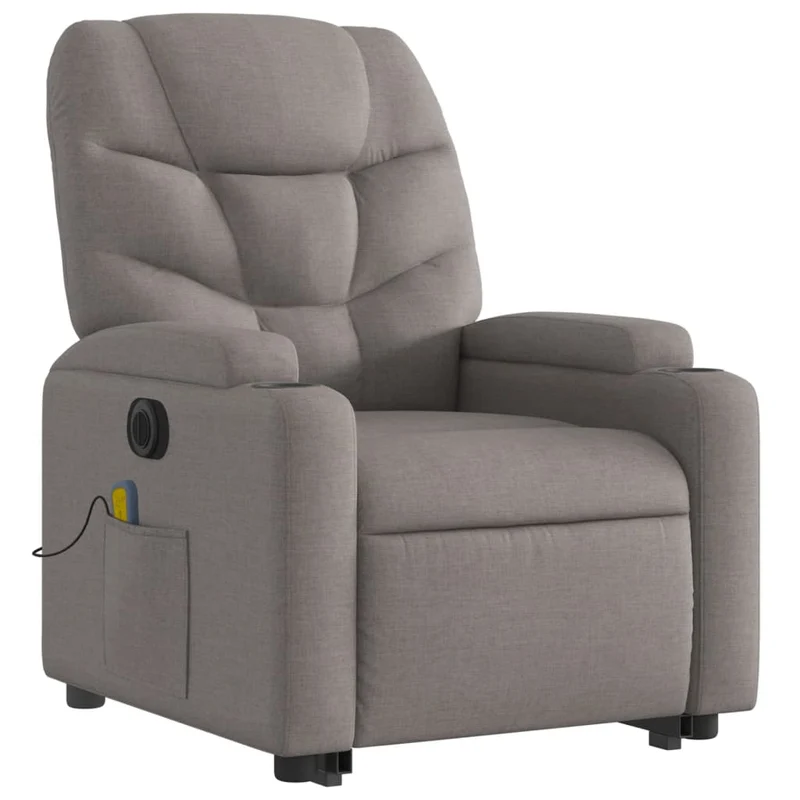 Fauteuil de relaxation fonction massage et inclinable en tissu taupe DEC027869