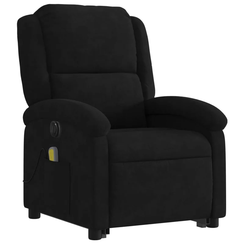 Fauteuil de relaxation fonction massage et inclinable 6 points de massage en velours noir DEC027828
